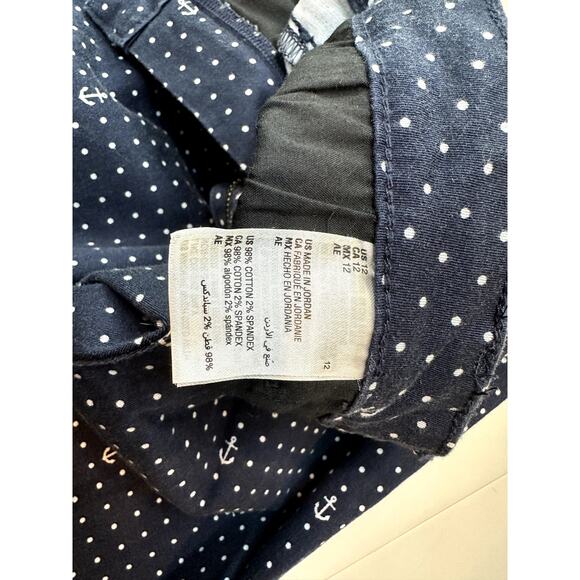 Charter Club Lexington Straight Pants Women’s 12 Navy Polka Dot & Anchor Print - Picture 6 of 11